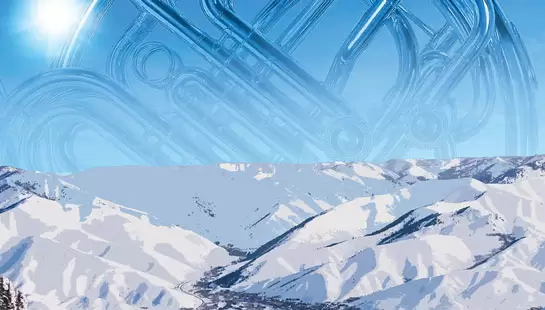 Horn in the sky of a winter scene